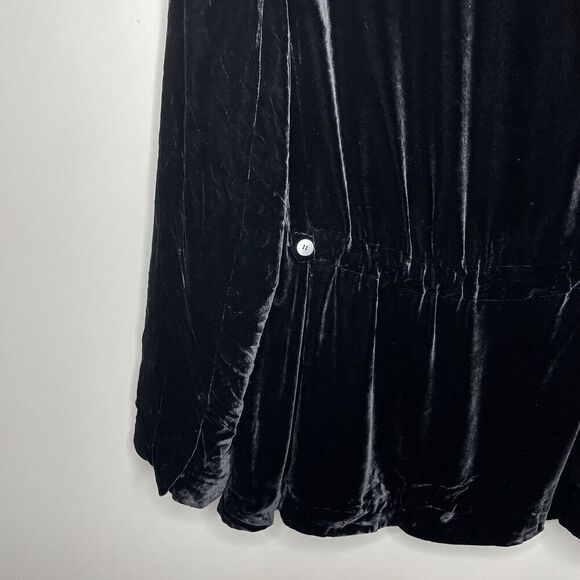 THEORY Velvet Blazer Women 12 Black Waist Tab 1-Button Viscose Silk Jacket - Picture 11 of 16